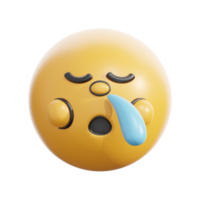 Retro 3D Sleepy Face Emoticon Design png