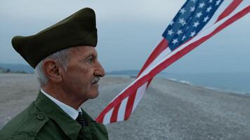 Old Soldier At The Beach On Veterans Day video