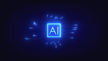 Artificial intelligence technology background, AI chip is breaking the circuit line, it means learning, decision-making and sending data to the operating system to work at full efficiency. video