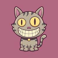 Crazy Smiling Cat Cartoon Illustration vector