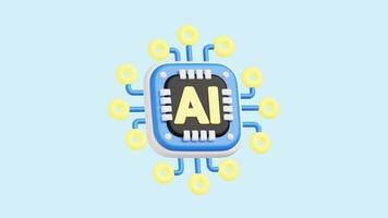 Artificial Intelligent Symbol animated 3d icon. video