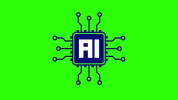 Artificial Intelligence, AI Icon Symbol on Green Background video