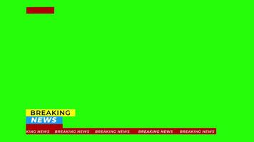 Breaking News - Lower third live breaking news background green screen and seamless looping ticker with blank text boxes. video