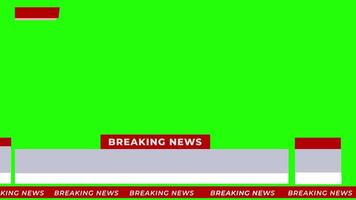 Breaking News - Lower third live breaking news background green screen and seamless looping ticker with blank text boxes. video