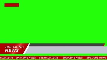 Breaking News - Lower third live breaking news background green screen and seamless looping ticker with blank text boxes. video