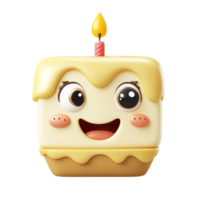 Happy cartoon cake with candle for celebration png