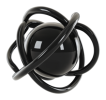 Black sphere with swirling loops around it png