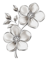 Elegant silver floral design png