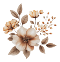 Beautiful arrangement of beige and brown flowers png