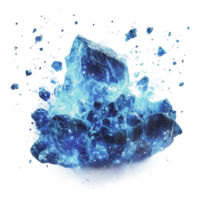 Vibrant blue crystal explosion in a cosmic setting png