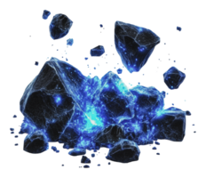 Blue glowing rocks on a white background png