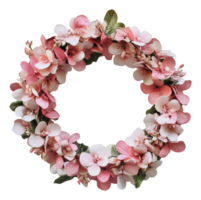 Floral wreath made of pink and white flowers png