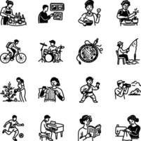 Hand Drawn Hobbies and Recreation Icon Set vector