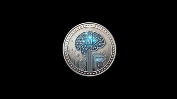 Animated AI Agent Coin Cryptocurrency. Editorial Release. Alpha Chanel. Size 1920x1080, 30Fps. Created 23 Nov 2024. Bali, Indonesia. video