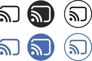 Screen cast, screencast button icon set. Screencast sign symbol. rectangle with wireless signal for wireless screen vector