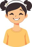 Happy Asian Girl Portrait in Cartoon Style vector