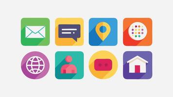 flat icons of social media and communication vector