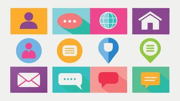 flat icons set of social media icons illustration vector