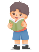 Happy cute Iittle boy read book png