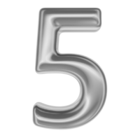 Number Silver 3D Render 5 png