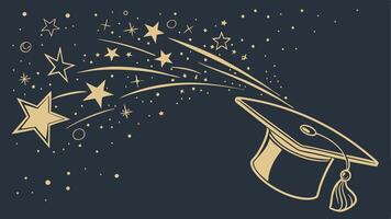 Graduation cap with stars and stars vector