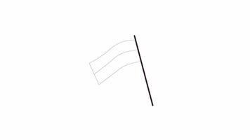 Minimalist flag on pole outline 2D object animation. Symbol of social activism on protest monochrome linear cartoon 4K . Symbolic fabric sheet animated item isolated on white background video