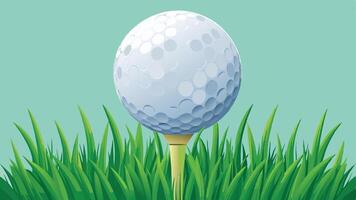 golf ball on tee in grass vector