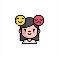 A woman with two emoticions on her head vector