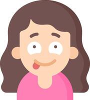 A cartoon girl with long hair and a pink shirt vector