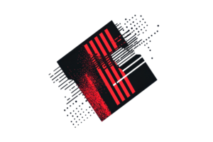 Abstract digital glitch with red and black stripes, modern geometric design, tech art concept for innovation and technology. png