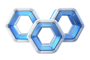 Abstract 3D illustration of interconnected blue and silver hexagons, symbolizing technology, connection, and modern design. png