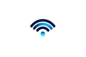 Blue Wi-Fi symbol on a transparent background. representing wireless connectivity, internet access, and modern communication technology. png