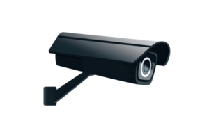 Close-up of a sleek modern security camera, emphasizing its clean lines and advanced technology for effective surveillance and security. png