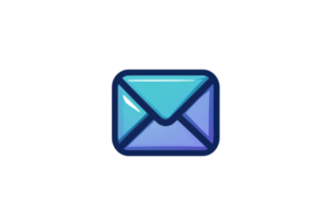 Digital illustration of a blue envelope icon, symbolizing communication, mail, or messaging in modern technology and digital platforms. png