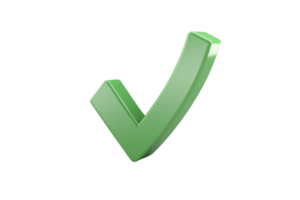 Green check mark icon on a transparent background, symbolizing approval, success, or completion in digital and print media applications. png