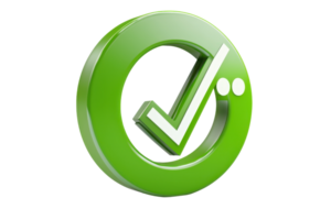 Green check mark symbol representing success, approval, or completion. Perfect for business and technology themes in modern designs. png