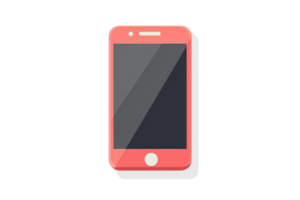 Illustration of a red smartphone with a simple, modern design. Perfect for technology-related content, digital concepts, or mobile themes. png