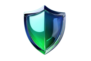 Vibrant abstract shield icon symbolizing security, protection, and safety with a glossy, modern design. Ideal for technology and security themes. png