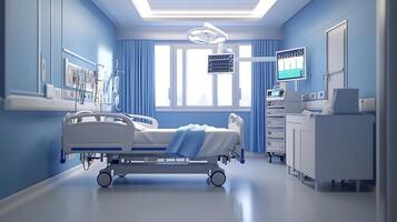 Sleek Patient Room Offering Modern Bed and Essential Medical Technology photo