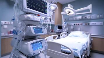 High-Tech Hospital Room Ensuring Patient Comfort with Advanced Medical Tools photo