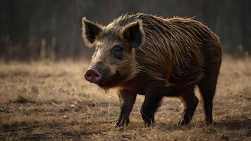 Wild Boar Portrait in a Forest Setting photo