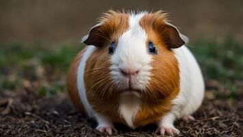 Adorable Brown and White Guinea Pig with Curious Expression photo