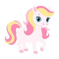 A cartoon horse with pink and yellow hair vector