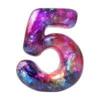 Number 5 with galaxy background png