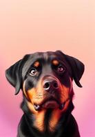 ai gegenereerd rottweiler hond Aan helling achtergrond foto