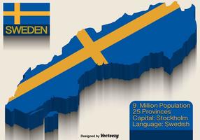 Vektor Sverige flagga på 3d karta