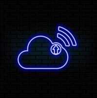 Wolke hochladen Symbol und Illustration isoliert auf ein Weiß Hintergrund. Prämie Qualität zum Handy, Mobiltelefon Apps, Benutzer Schnittstelle. Neon- Stil. vektor