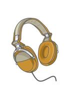 Illustration von ein retro Gelb braun Headset Musik- Gadget Klang vektor