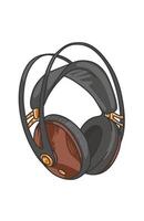 Illustration von ein retro braun Holz Headset Musik- Gadget Klang vektor