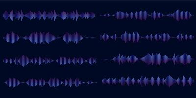 einstellen von Stimme Botschaft Ausgleich. Stimme Klang Linie mit gebrochen Linien Gradient auf dunkel Hintergrund. Wirbel, Sonar Welle, Schallwelle, Sonnendurchbruch, Signal Zeichen. Grafik Illustration vektor